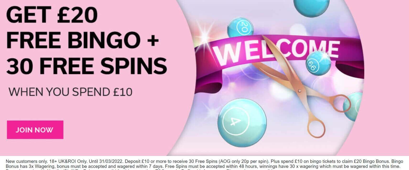 Fabulous bingo welcome offer